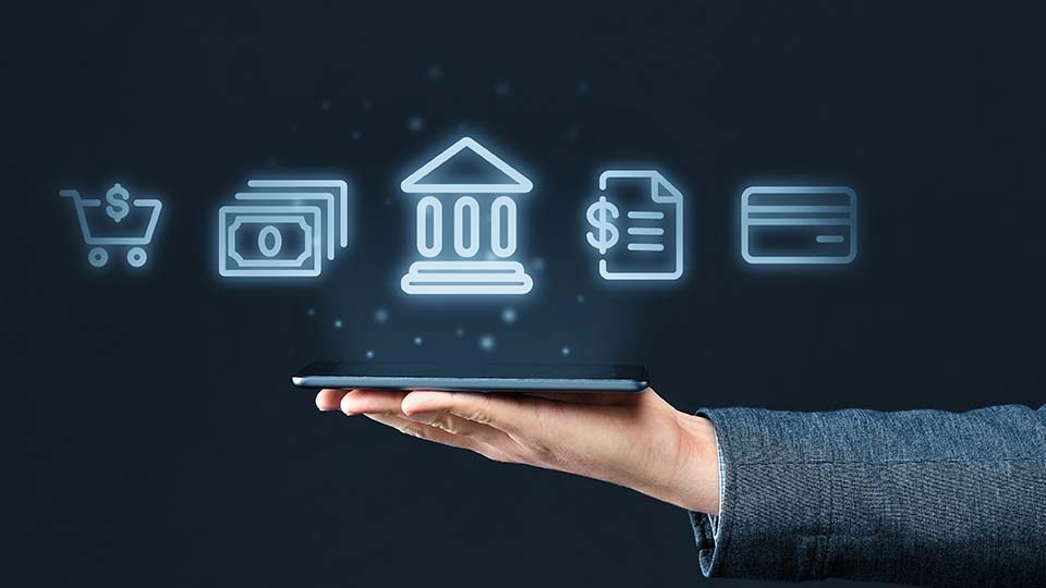 digital icons presenting money