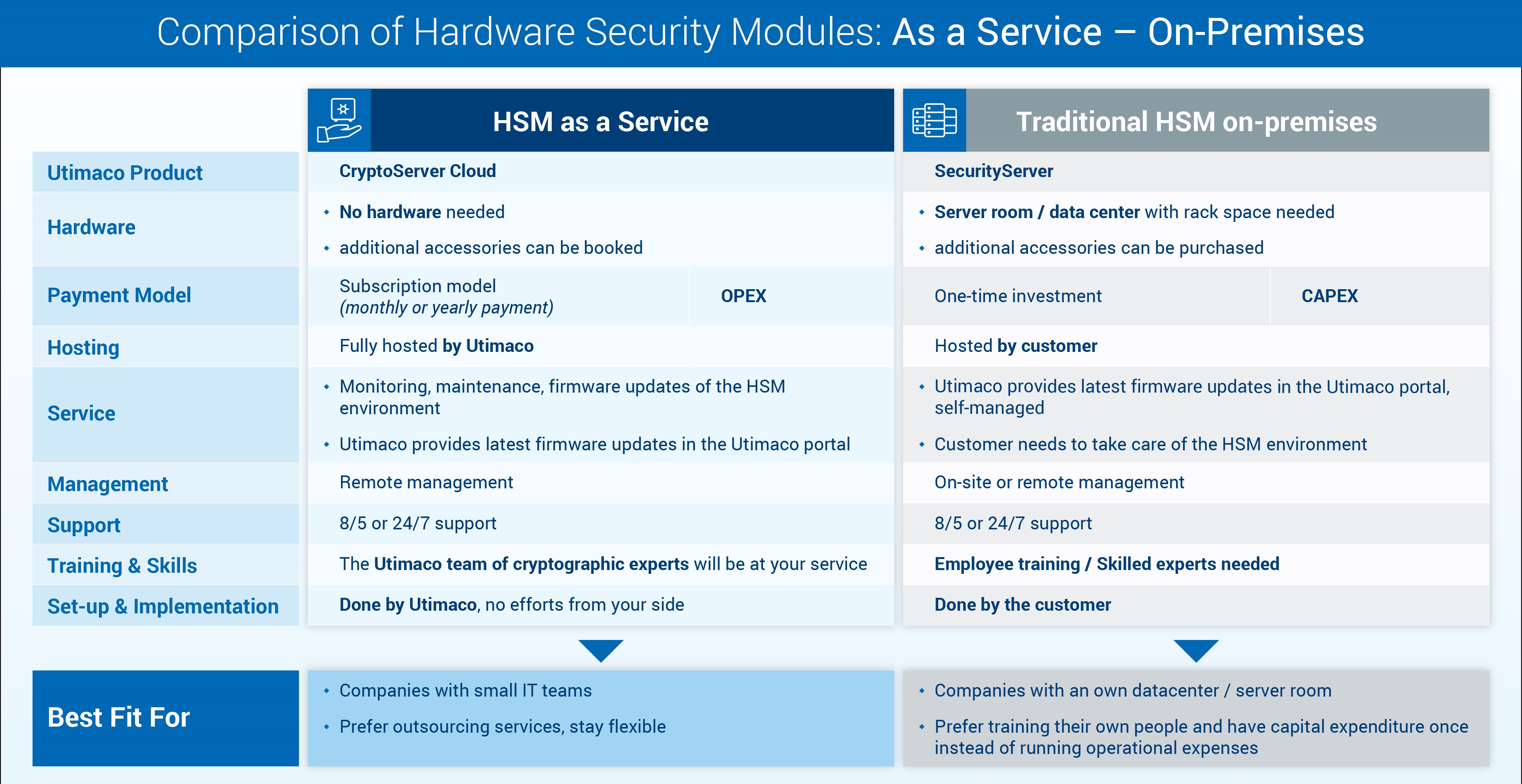 Comparison on-premise and as-a-service