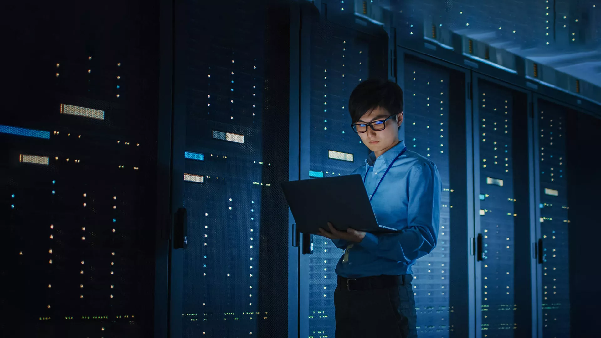 Secure electronic payment person with laptop