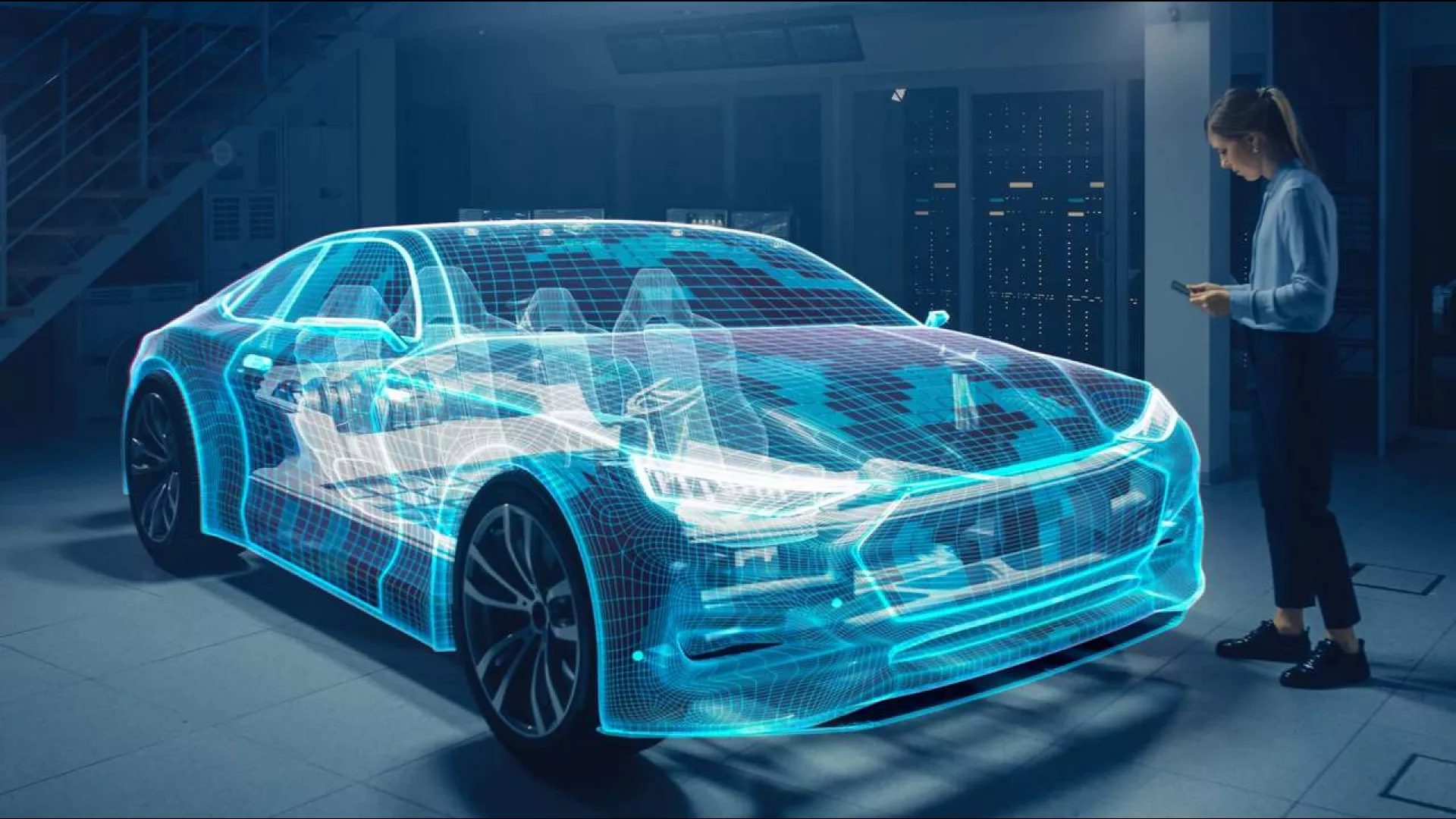 Digital Car and Woman